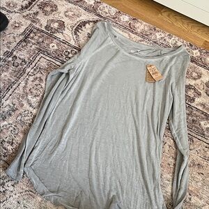 American Eagle Outfitters Light Gray Long Sleeve Top